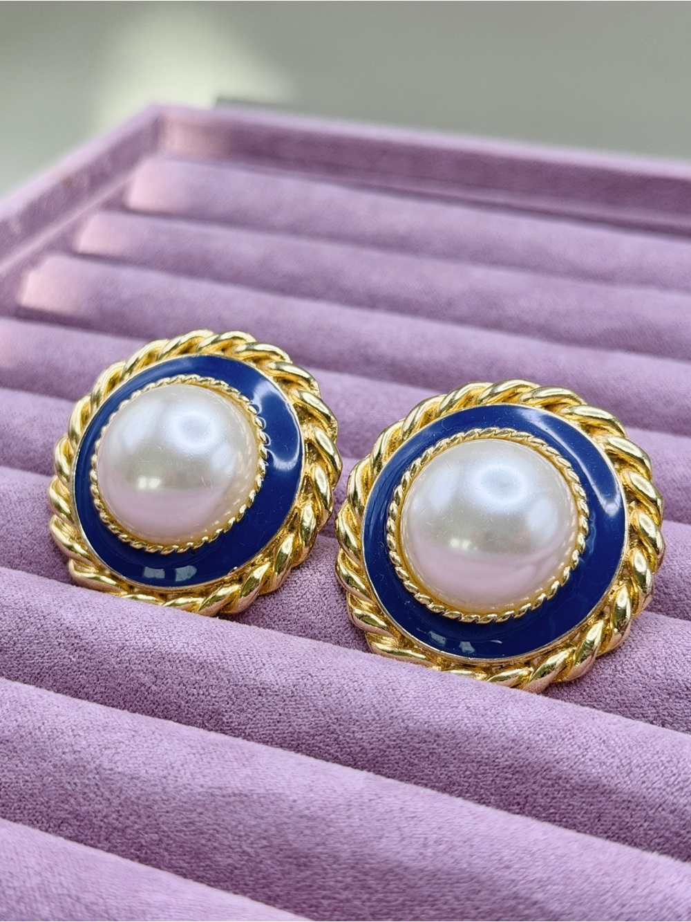 Vintage 80s Oversized Statement Stud Earrings Bold Coastal Nautical